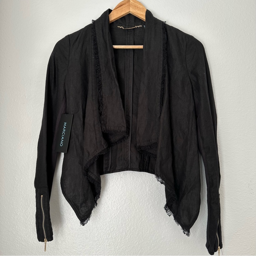 Marciano‎ Linen jet black jacket blazer open blazer Marciano  size 2 NWT